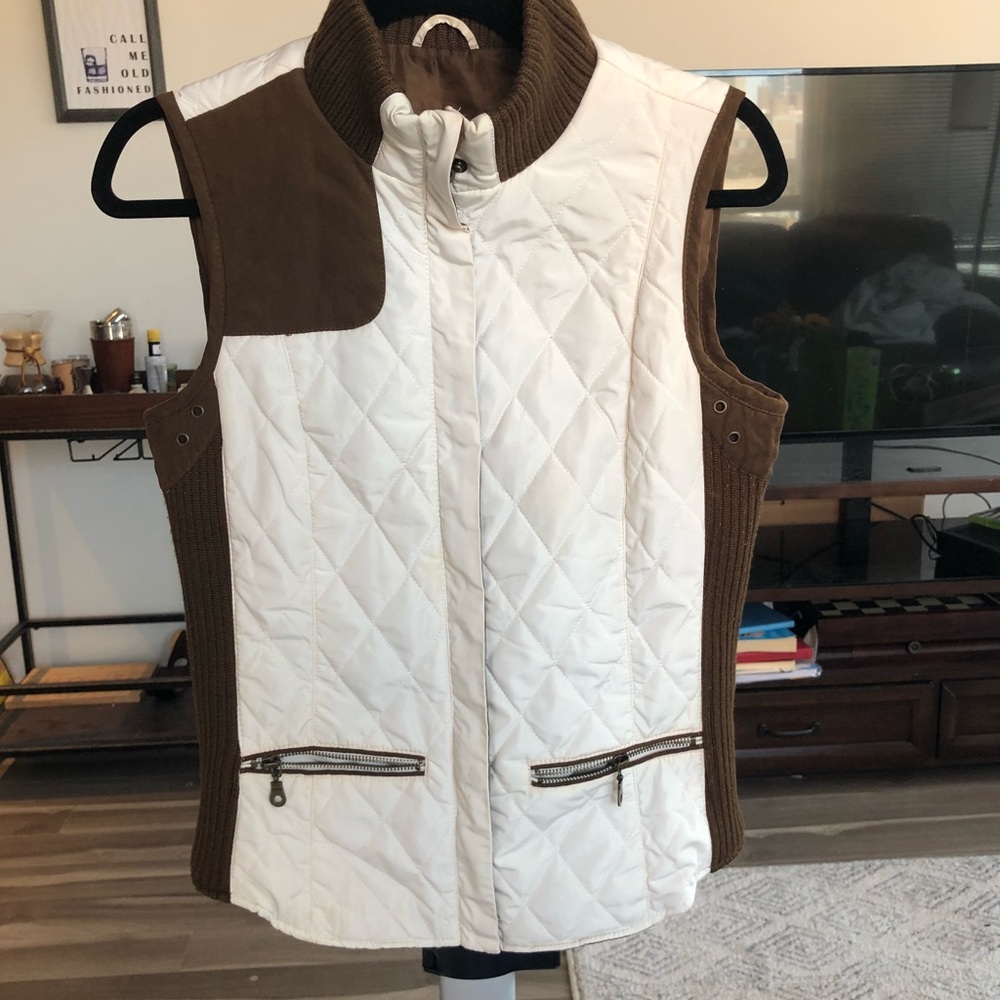 Zara cream quilted vest